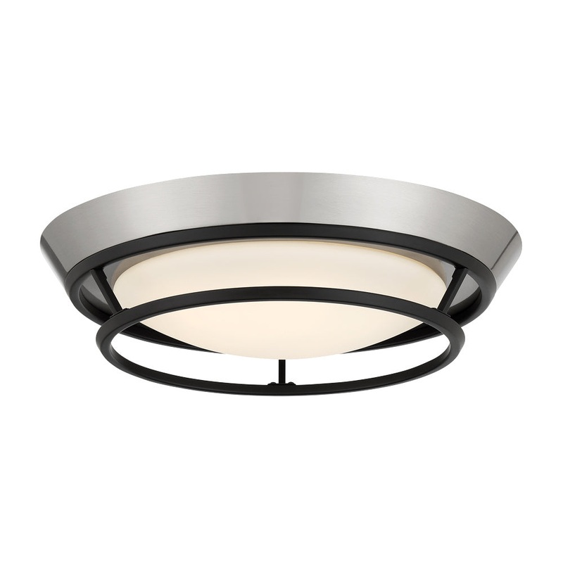 George Kovacs P5372-691-L Beam Me Up LED Flush Mount, Coal With Brushed Nickel