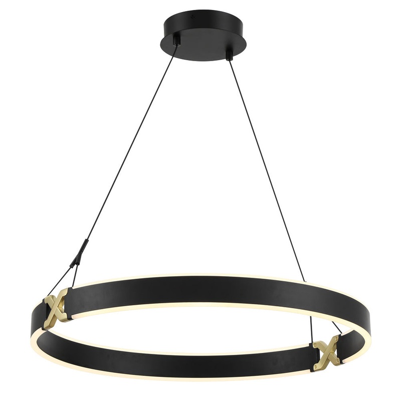 George Kovacs P5405-689-L Recovery X LED Pendant, Coal And Satin Brass