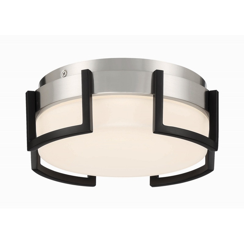 George Kovacs P953-1-691-L Bezel Set LED Flush Mount, Coal With Brushed Nickel