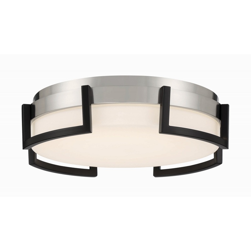 George Kovacs P953-2-691-L Bexel Set LED Flush Mount, Coal With Brushed Nickel