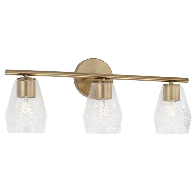 Capital Lighting 145031AD-524 Dena Three Light Vanity, Aged Brass