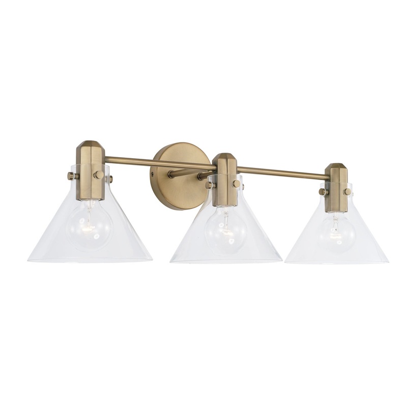 Capital Lighting 145831AD-528 Greer Three Light Vanity, Aged Brass