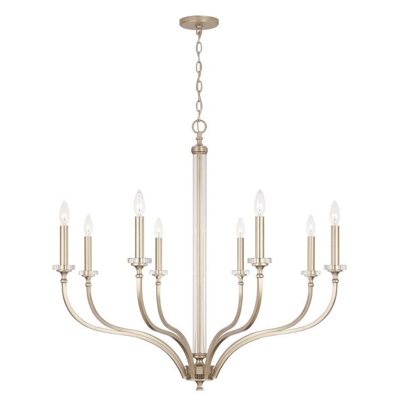 Capital Lighting 444881BS Breigh Eight Light Chandelier, Brushed Champagne