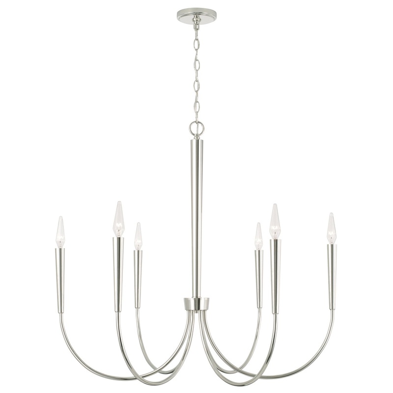 Capital Lighting 445961PN Holden Six Light Chandelier, Polished Nickel