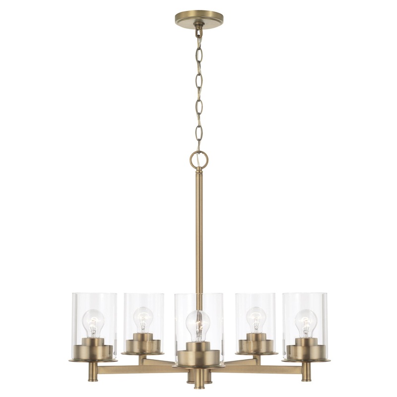 Capital Lighting 446851AD-532 Mason Five Light Chandelier, Aged Brass