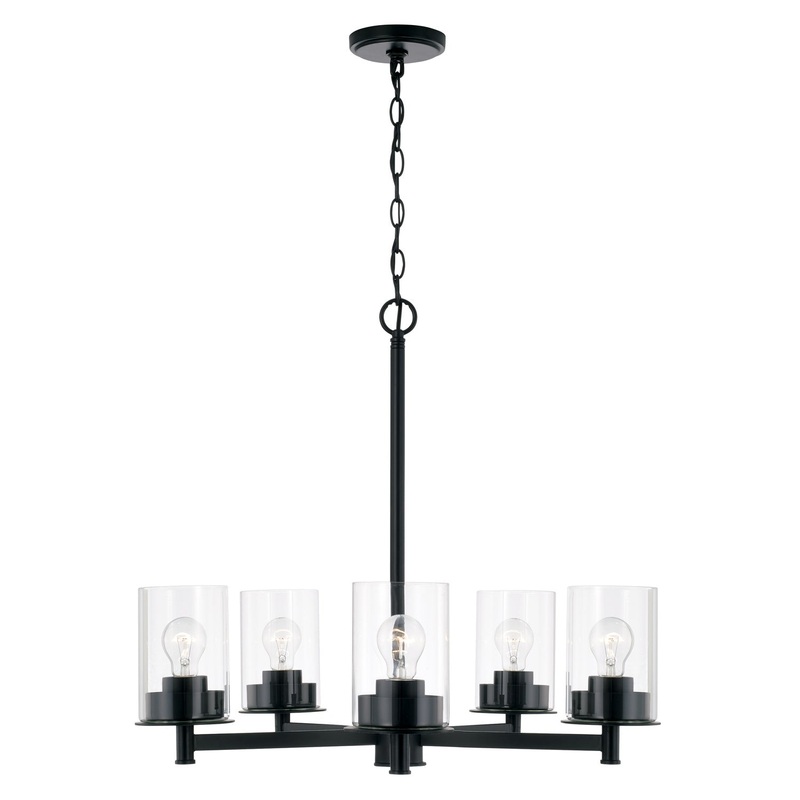 Capital Lighting 446851MB-532 Mason Five Light Chandelier, Matte Black