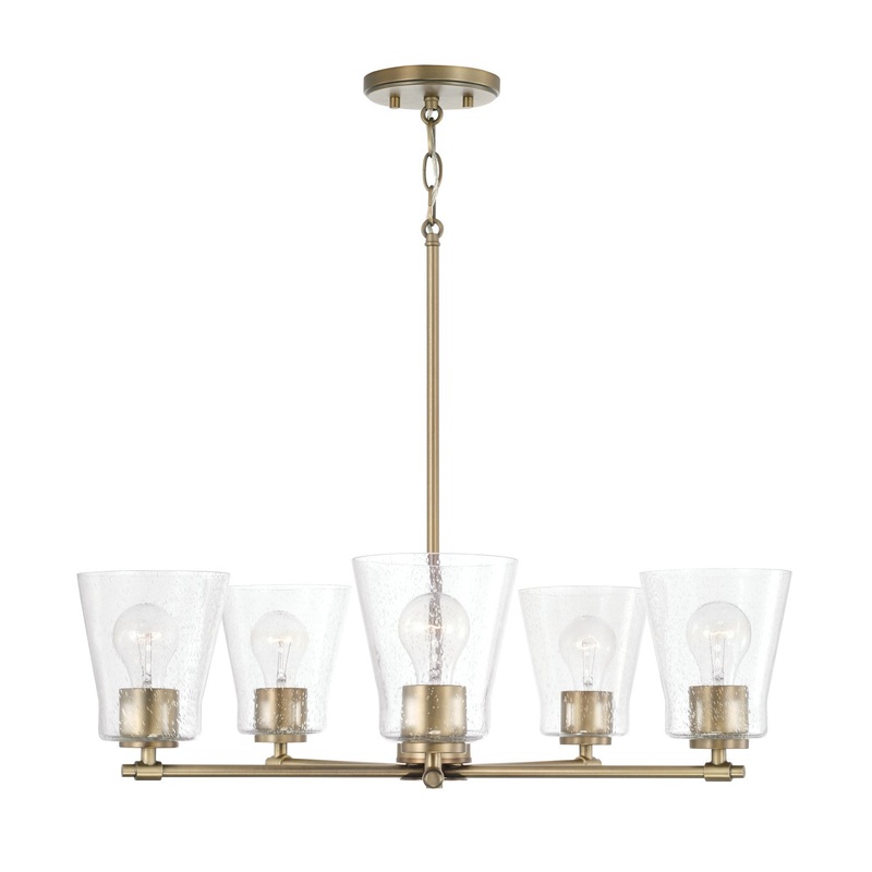 Capital Lighting 446951AD-533 Baker Five Light Chandelier, Aged Brass