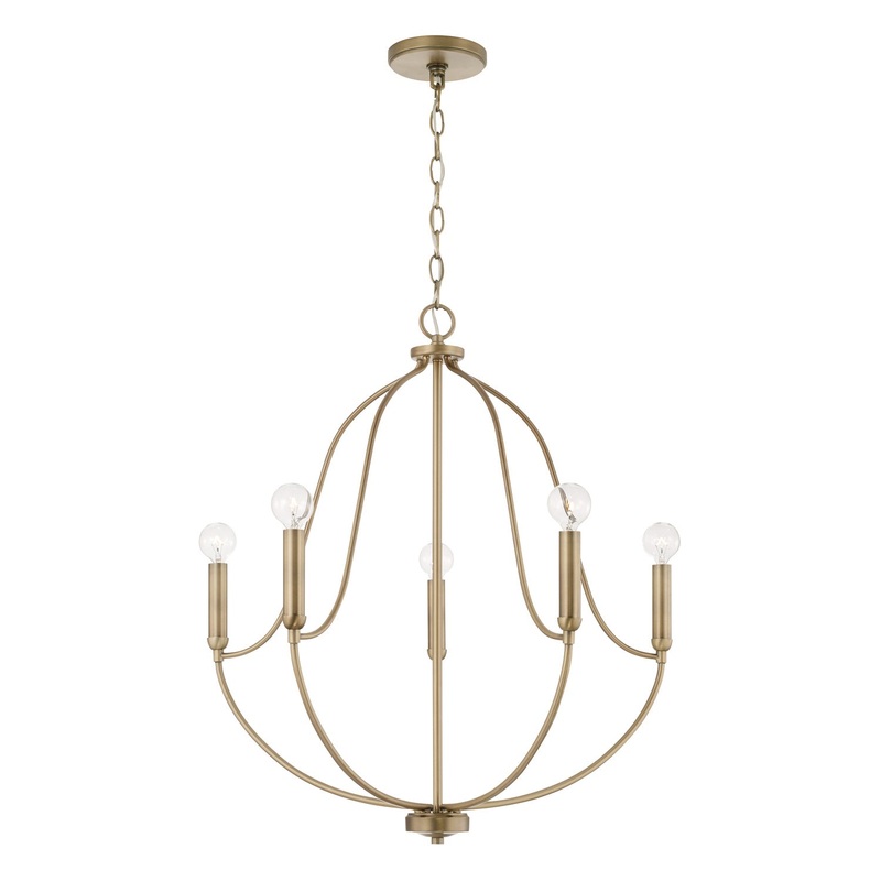 Capital Lighting 447051AD Madison Five Light Chandelier, Aged Brass