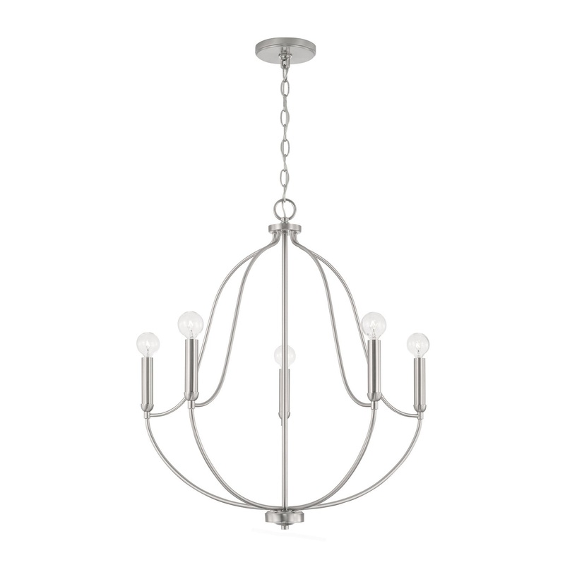 Capital Lighting 447051BN Madison Five Light Chandelier, Brushed Nickel