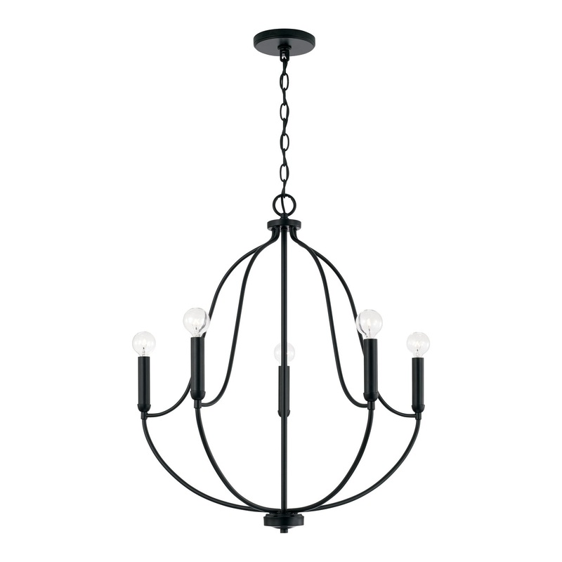 Capital Lighting 447051MB Madison Five Light Chandelier, Matte Black