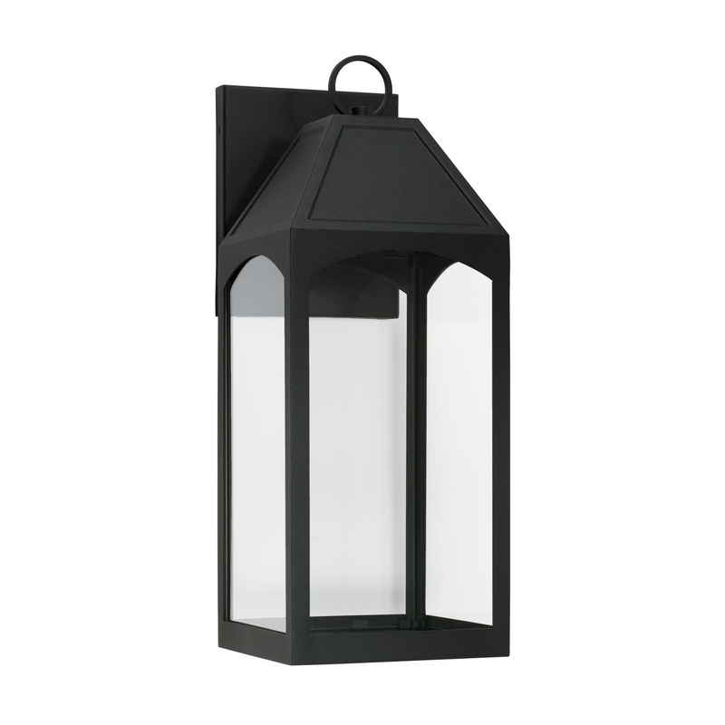 Capital Lighting 946321BK-GL Burton One Light Outdoor Wall Lantern, Black