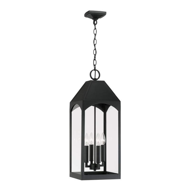 Capital Lighting 946342BK Burton Four Light Outdoor Hanging Lantern, Black
