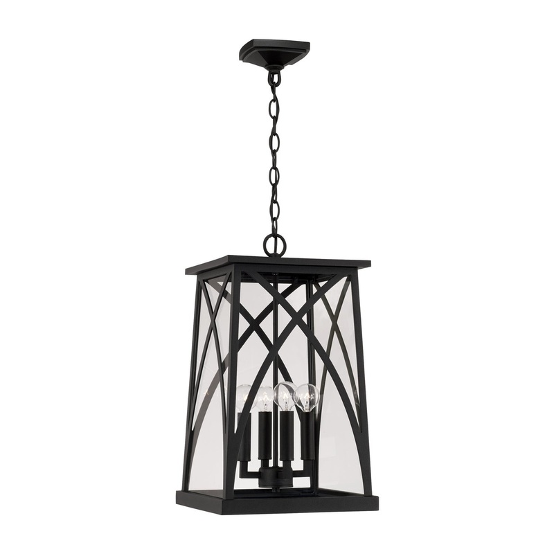 Capital Lighting 946542BK Marshall Four Light Outdoor Hanging Lantern, Black