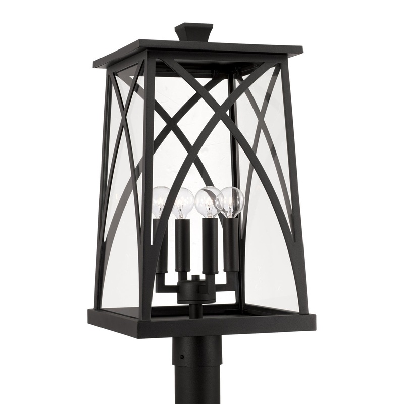 Capital Lighting 946543BK Marshall Four Light Outdoor Post Lantern, Black