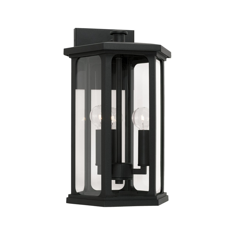 Capital Lighting 946631BK Walton Three Light Outdoor Wall Lantern, Black