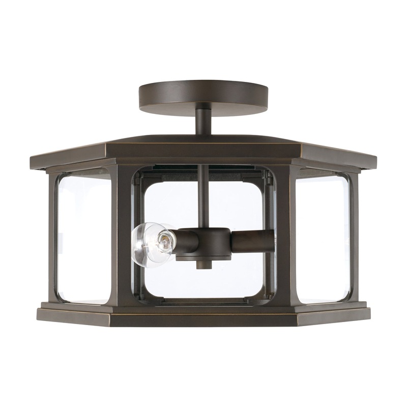 Capital Lighting 946632OZ Walton Three Light Outdoor Semi-Flush Mount, Black (Discontinued)