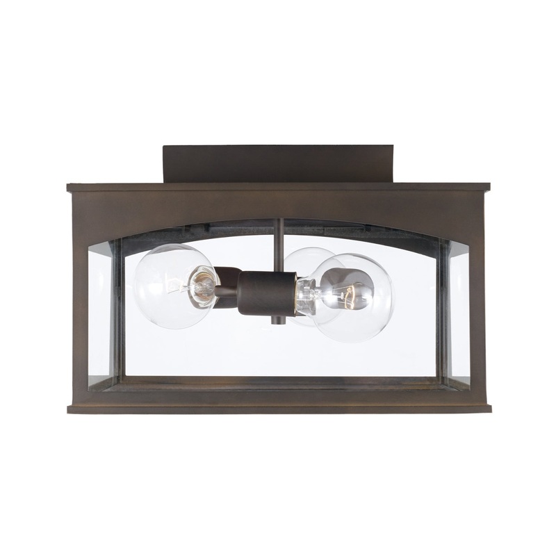 Capital Lighting 946731OZ Burton Three Light Outdoor Flush Mount, Oiled Bronze (Discontinued)