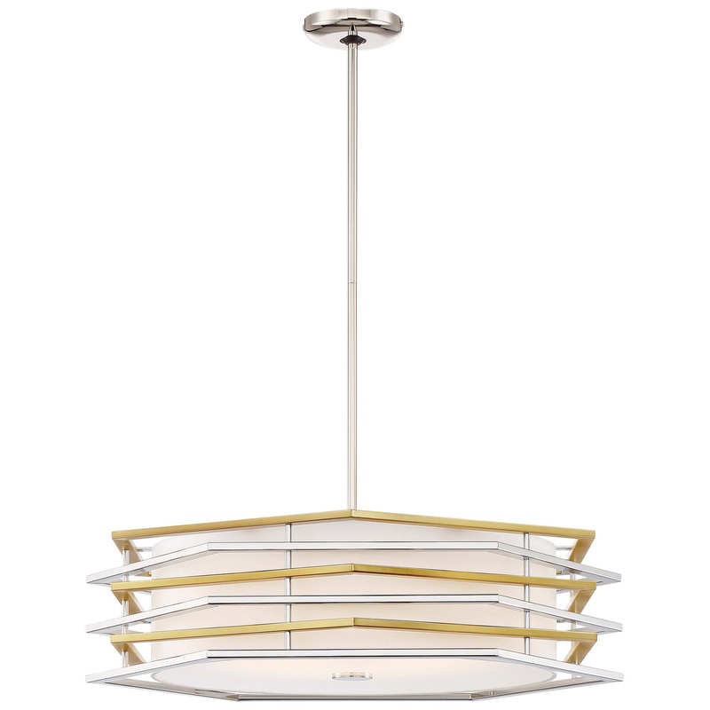George Kovacs P1074-657-L Levels LED Pendant, Polished Nickel W/Honey Gold