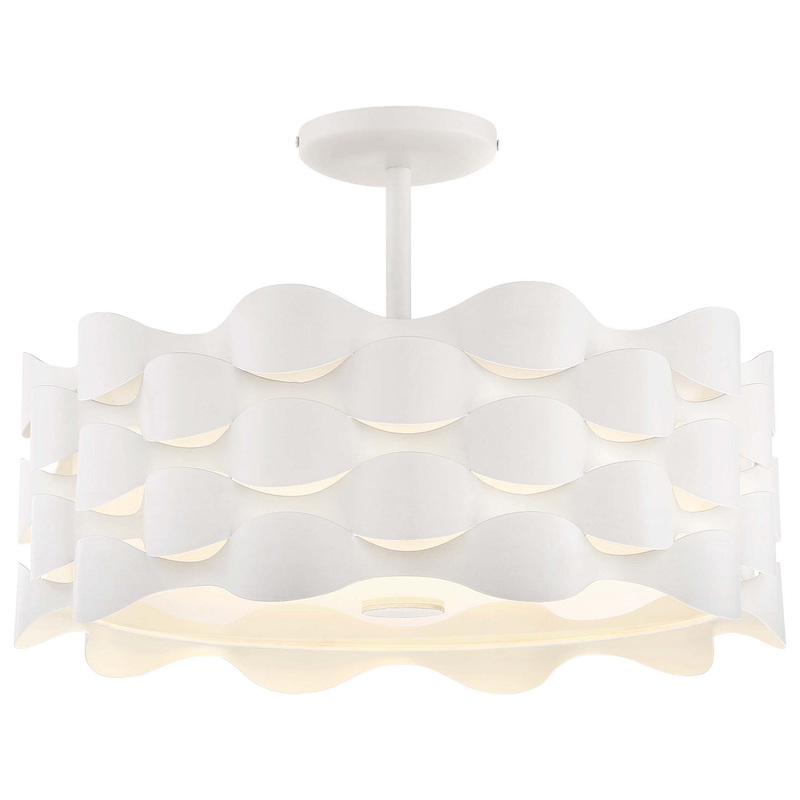 George Kovacs P1302-655-L Coastal Current LED Semi Flush Mount, Sand White