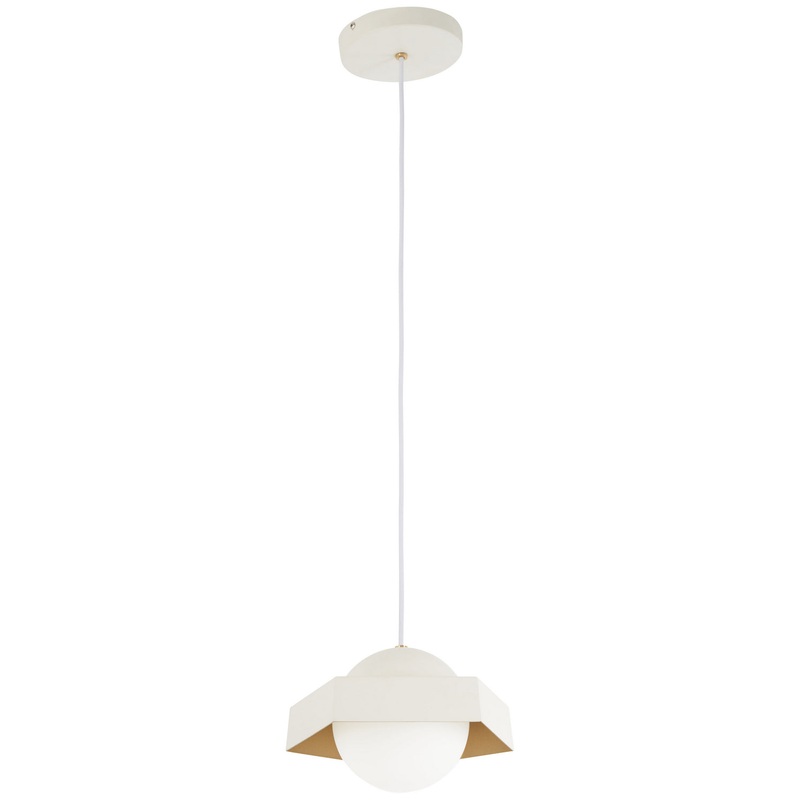 George Kovacs P1390-044G-L Five-O LED Mini Pendant, Textured White W/Gold Leaf
