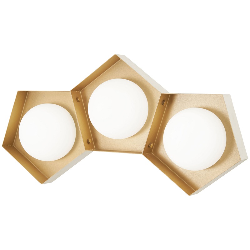 George Kovacs P1393-044G-L Five-O LED Bath, Textured White W/Gold Leaf