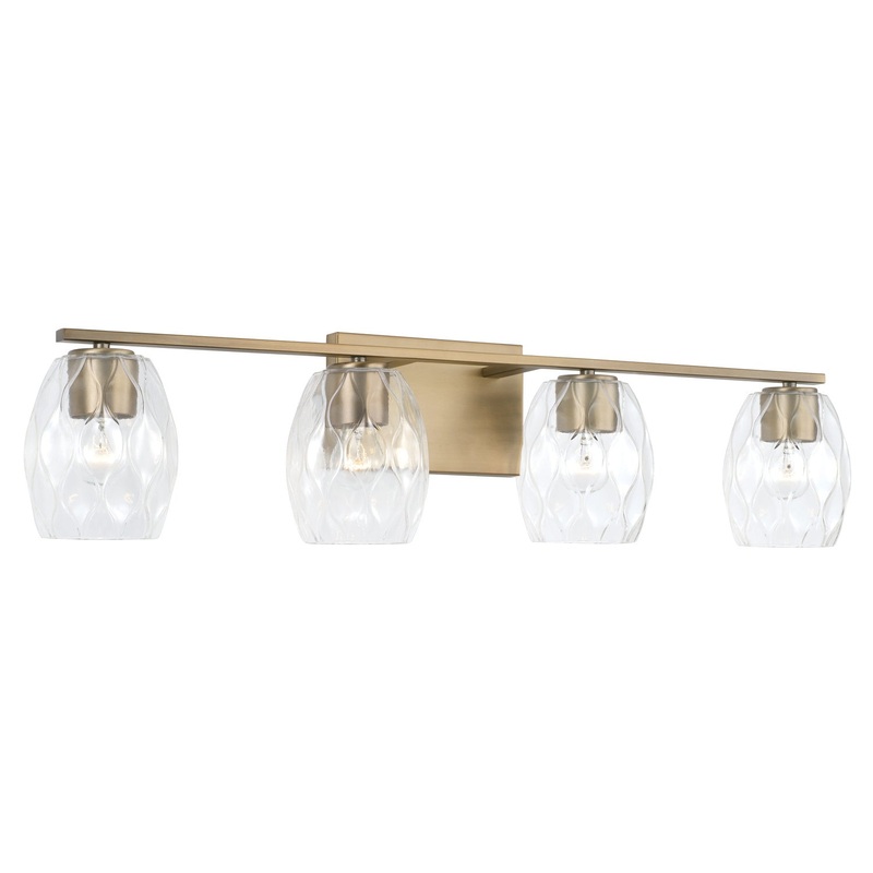 Capital Lighting 145341AD-525 Lucas Four Light Vanity, Aged Brass