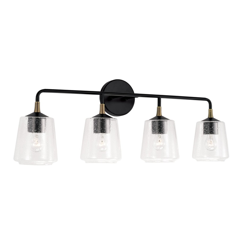 Capital Lighting 145641KB-530 Amara Four Light Vanity, Matte Black with Brass