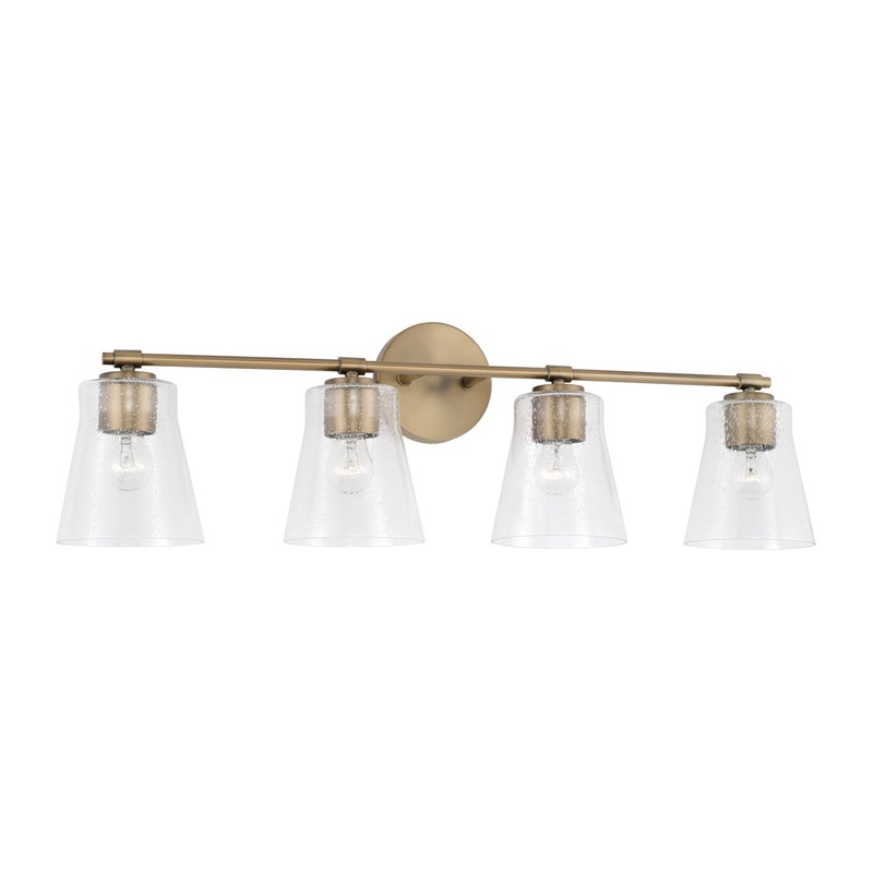 Capital Lighting 146941AD-533 Baker Four Light Vanity, Aged Brass
