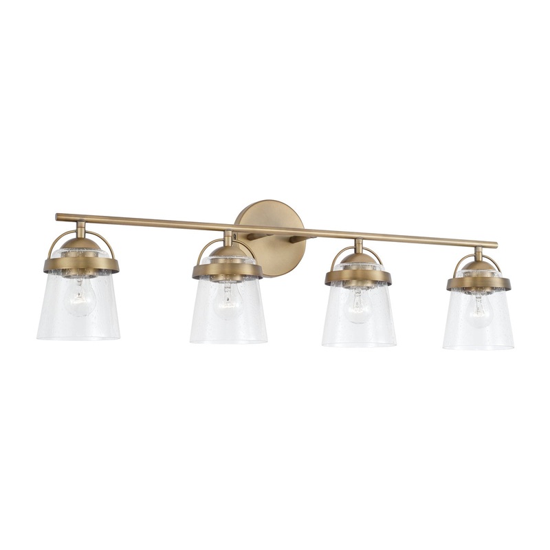Capital Lighting 147041AD-534 Madison Four Light Vanity, Aged Brass
