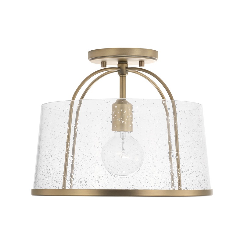 Capital Lighting 247011AD Madison One Light Semi-Flush Mount, Aged Brass