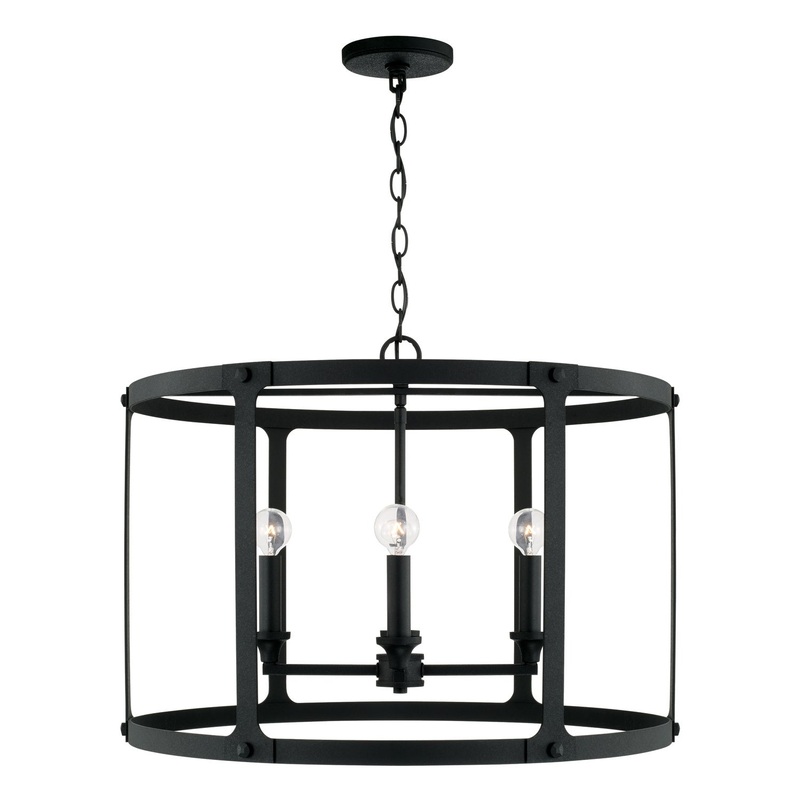 Capital Lighting 344941BI Brennen Four Light Pendant, Black Iron