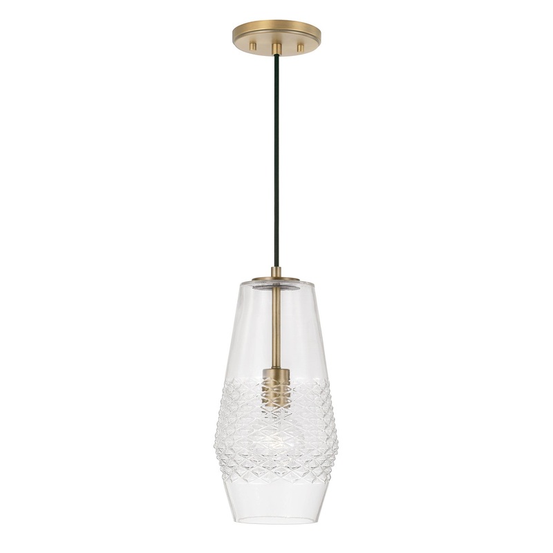 Capital Lighting 345011AD Dena One Light Pendant, Aged Brass