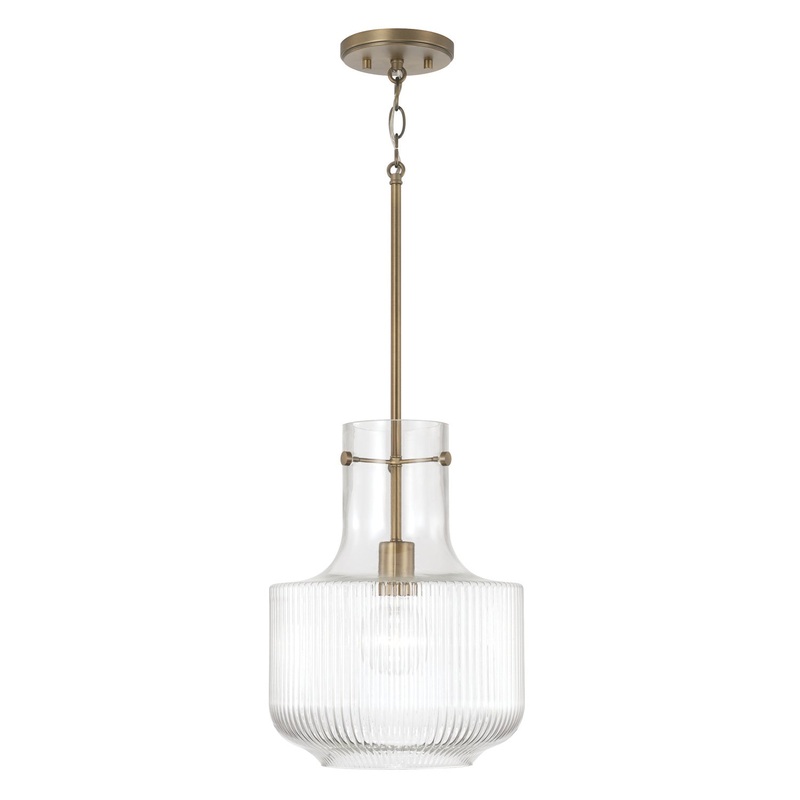 Capital Lighting 345111AD Nyla One Light Pendant, Aged Brass
