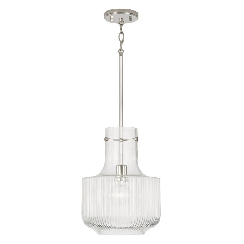 Capital Lighting 345111PN Nyla One Light Pendant, Polished Nickel