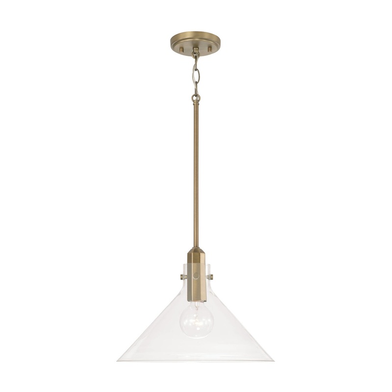 Capital Lighting 345811AD Greer One Light Pendant, Aged Brass