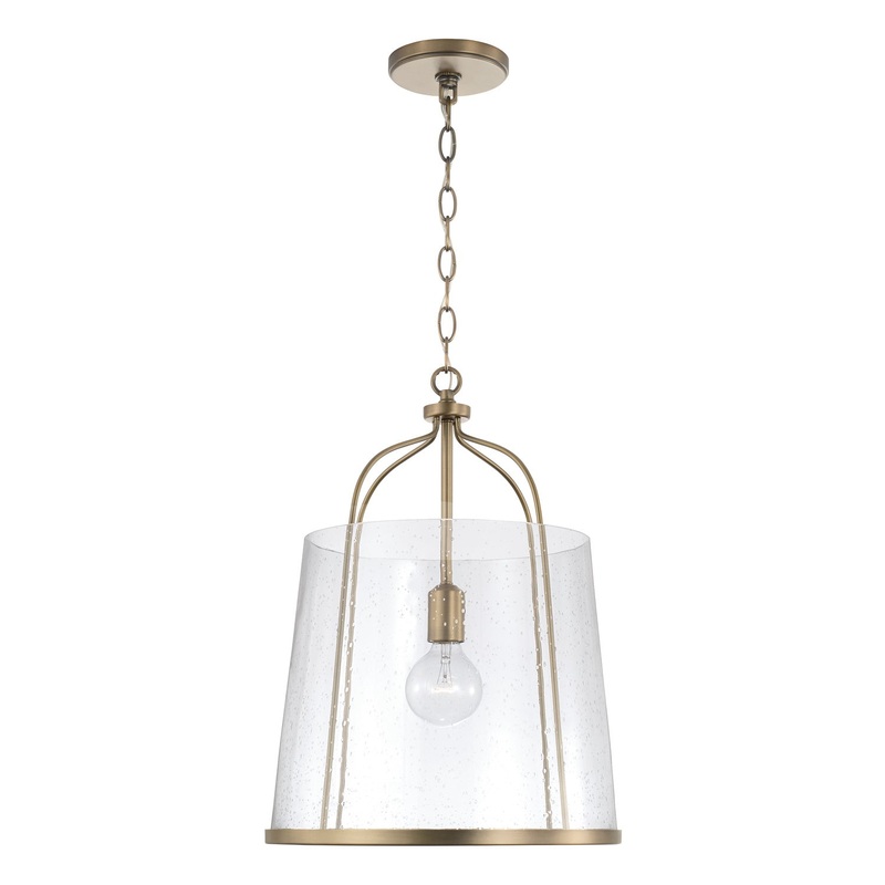 Capital Lighting 347011AD Madison One Light Pendant, Aged Brass