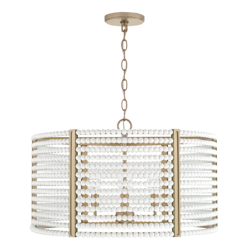 Capital Lighting 347141AP Brynn Four Light Pendant, Aged Brass Painted