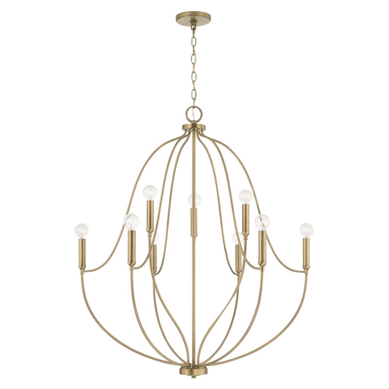 Capital Lighting 447091AD Madison Nine Light Chandelier, Aged Brass