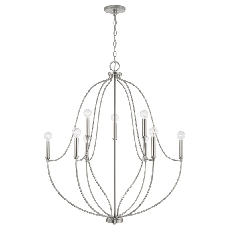 Capital Lighting 447091BN Madison Nine Light Chandelier, Brushed Nickel