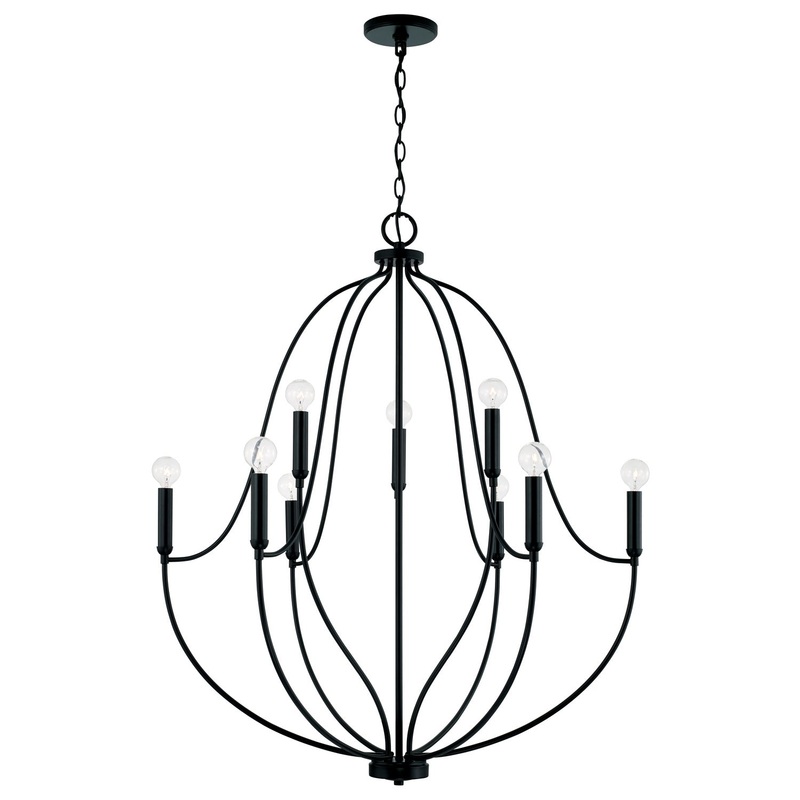 Capital Lighting 447091MB Madison Nine Light Chandelier, Matte Black