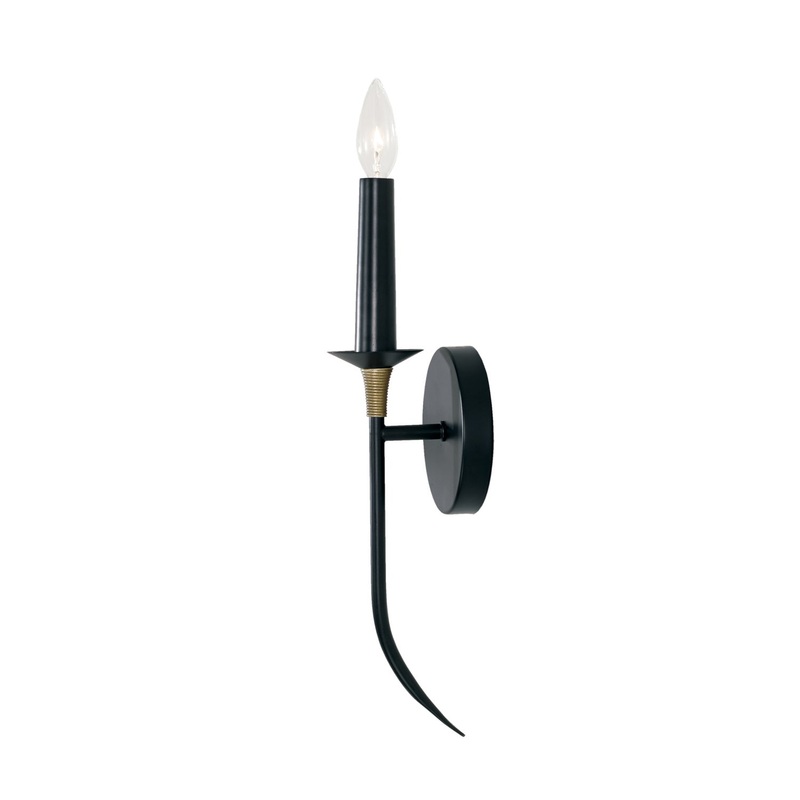 Capital Lighting 645611KB Amara One Light Wall Sconce, Matte Black with Brass