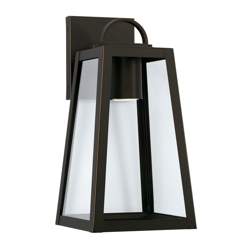 Capital Lighting 943711OZ-GL Leighton One Light Outdoor Wall Lantern, Oiled Bronze