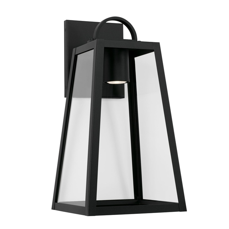 Capital Lighting 943712BK-GL Leighton One Light Outdoor Wall Lantern, Black
