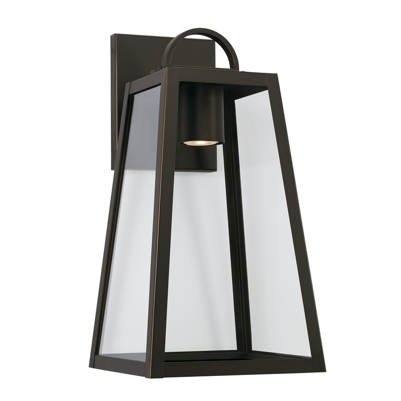 Capital Lighting 943712OZ-GL Leighton One Light Outdoor Wall Lantern, Oiled Bronze