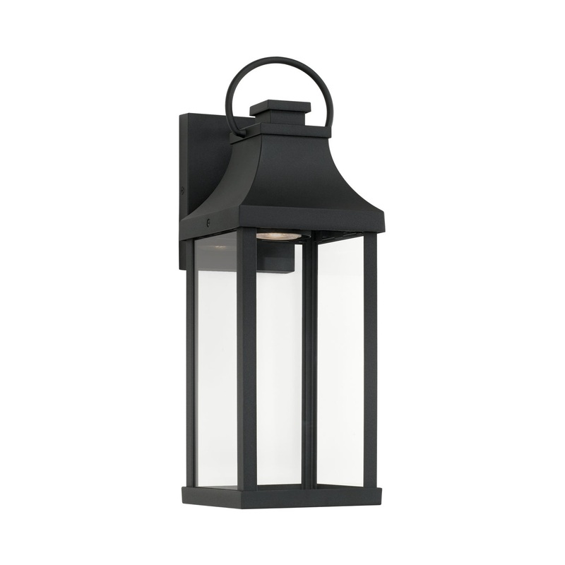 Capital Lighting 946411BK-GL Bradford One Light Outdoor Wall Lantern, Black