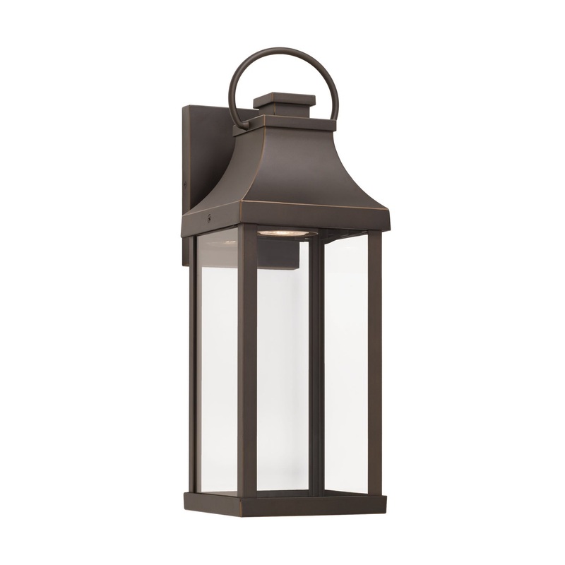 Capital Lighting 946411OZ-GL Bradford One Light Outdoor Wall Lantern, Oiled Bronze
