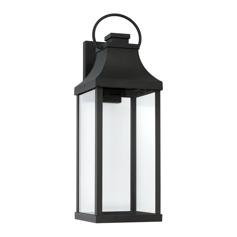 Capital Lighting 946431BK-GL Bradford One Light Outdoor Wall Lantern, Black