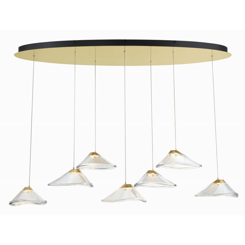 George Kovacs P5402-718-L Sneer LED Pendant, Coal And Sun Gold