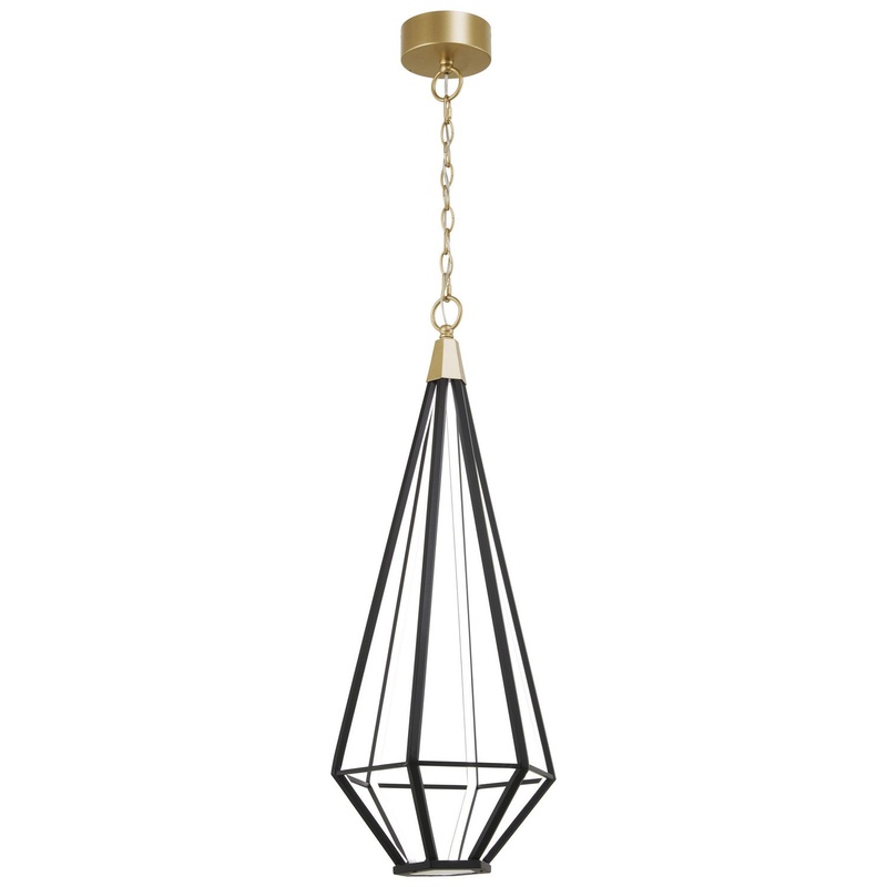 George Kovacs P5521-726A-L Dripping Gems LED Pendant, Soft Brass And Black