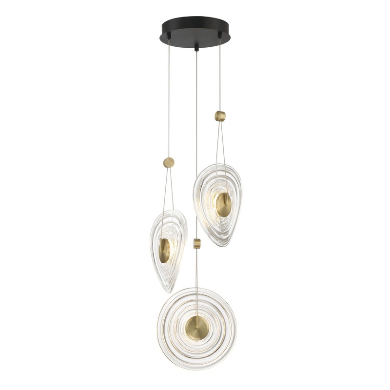 George Kovacs P5601-884-L Topknot LED Pendant, Coal And Brushed Gold